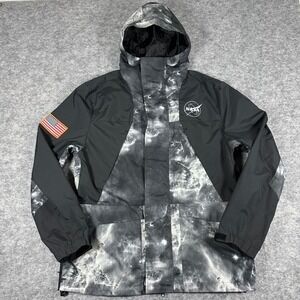 H&M NASA Galaxy Print Jacket Mens M Black White Windproof Water Repellent